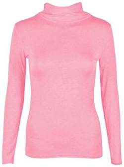 Damen-Poloshirt, langärmlig, Rollkragen, Stretch, Gr. 36-42 Gr. 38-40, rose pink von Generic