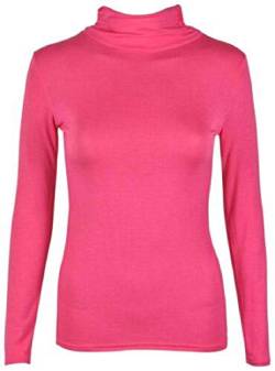 Damen-Poloshirt, langärmlig, Rollkragen, Stretch, Gr. 36-42 Gr. 42-44, fuchsia von Generic