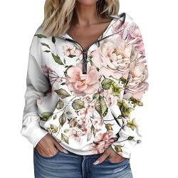 Damen Pullover, Thermounterwäsche Für Damen Langarm Shirts Damen Vintage Zip Hoodie Weißes Tshirt Shirts Damen Italienische Mode Damen Norweger+Pullover+Damen Zip Up Hoodie Y2K (Weiß,S) von Generic