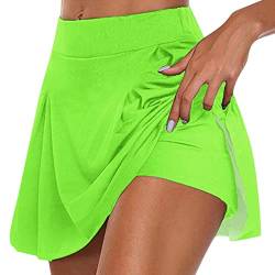 Damen Rock mit Hose Drunter Sport Hosenrock Damen Kurz Mode A-Linie Yoga Rock Hohe Taille Sportrock Tennis Skort Sommerrock Tennisrock Outdoor Running Röcke Laufrock MinzgrünL von Generic