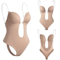 Damen Rückenfreier Body Tiefen RüCkenausschnitt Shaper BH, Partykleid mit transparenten Trägern, rückenfreier Body-Shaper-BH, unsichtbare BHS für die Bauchkontrolle von (Beige, S) von Generic