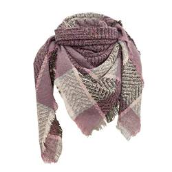 Damen Schal Warm Weich Strickschal Karo Winterschal Herbstschal Frauen Deckenschal Halstuch Scarf Herbst Winter klassischer Quasten-Plaid-Schal, Warmer, weicher, Dicker, Großer (Purple, One Size) von Generic