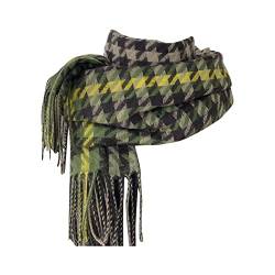 Damen Schal Winter Kariert Groß Elegant Warm Fransen Tartan Schal Weich Deckel Halstuch XXL Kuschelig Plaid Karo Kariert Lang Schlupfschal Winterschal Damenschal Poncho (Y31-Green, A) von Generic