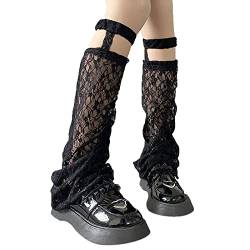 Damen Spitze Hollow Out Sling Feet Beinwärmer Japanischer JK-Stil Student Mädchen Gothic Punk Cosplay Strumpfwaren, Schwarz , S/XL von Generic
