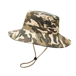 Damen Sportmütze Outdoor-Boonie-Hut mit breiter Krempe atmungsaktiv Sonnenhut für Männer/Frauen Modischer Freizeithut (Khaki, One Size) von Generic