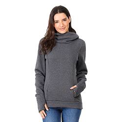 Damen Stillpullover Winter Baumwolle Langarm Einfarbig Rollkragen Zweilagiges Stillen Sweatshirt Hoodie mit Taschen für Schwangerschaft Basic Stillzeit Umstandsmode Stillshirts Mit Scarf von Generic