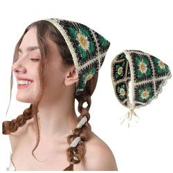 Damen-Stirnbänder, gestricktes Kopftuch, weißes Gänseblümchen-Kopftuch, Haarbandanas, Vintage-Hippie-Stirnband, Krawatte, Kopftuch, Boho-Haar-Accessoires GkS242 (Mint Green, One Size) von Generic
