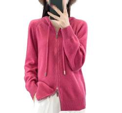 Damen Strickjacke mit Kapuze Mode Lose Casual Kaschmir Pullover Verdickter Mantel, Farbe 1, 46 von Generic