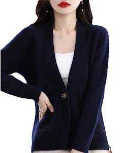 Damen-Strickjacke. Damen-Strickjacke Aus Kaschmirwolle Blue XXL von Generic