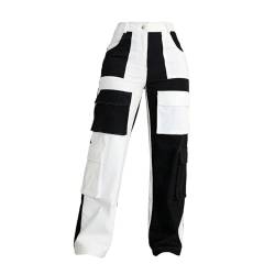 Damen-Taillen-Sporthose, lockere Freizeithose mit weitem Bein und Taschen Jogginganzug Hose Damen (A-Black, S) von Generic