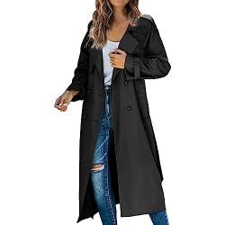 Damen Trenchcoat Zweireiher Langer Mantel Klassische Herbst Frühling Jacke Winddichter Mantel Elegant von Generic