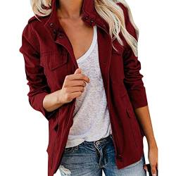 Damen Übergangsjacke Stehkragen Mehr Taschen Utility Jacket Leicht Sommerjacke Boyfriend Parka von Generic