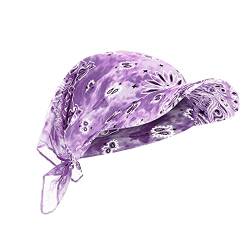 Damen Visor Bandana mit Schirm Haarband Baumwolle Beanie Kopftuch Schal Hüte Sonnenhut Tennis Baseball-Mütze Turban Kopfbedeckung Headwear Kop Wraps Sonnenblende Kappe 2024 (Purple, One Size) von Generic