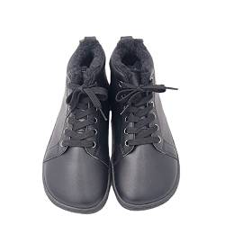 Damen-Wanderschuhe aus Leder mit barfuß fester Bodensohle, breiter Zehenbereich und geringes Gewicht, Schwarz , 38 EU von Generic