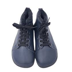 Damen-Wanderschuhe aus Leder mit barfuß fester Bodensohle, breiter Zehenbereich und geringes Gewicht, navy, 39 EU von Generic