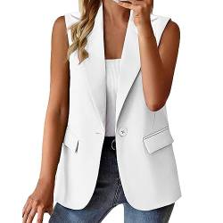 Damen Weste Ärmellos Blazer Jacke Elegant Einfarbig Kurze Gilet Tank Top mit Tasche von Generic