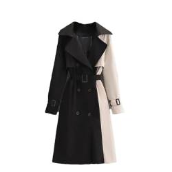 Damen-Windjacke Frühling Und Herbst Lang Locker Farblich Abgestimmt Trenchcoat Oberbekleidung von Generic