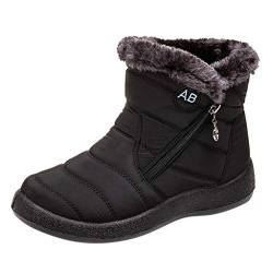 Damen Winterstiefel Wasserdicht Warm gefütterte Schneestiefel Winterschuhe Winter Kurzschaft Stiefel Boots Schuhe (Black, 39) von Generic