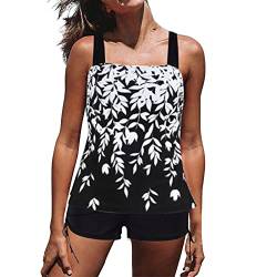 Damen zweiteilig Badeanzug Push up Bademoden bauchweg Tankini Set mit Hot Pants Drucken Badeanzug Bikini Sportlich von Generic