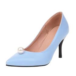 Damenschuhe Keilabsatz spitzer Zehenbereich, dünner hoher Absatz, lässige Einzelschuhe Damen Schuhe Elegante 38 (Blue, 38) von Generic