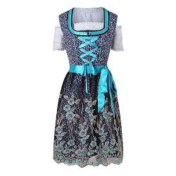 Dirndl Damen 3 Teilig - Trachtenkleid Dirndlkleid Trachten Kleid + Dirndlbluse+Schürze Grosse Grössen Dirndel Trachtenmode Dirndl & Dirndl-Sets für Frauen Mädchen Oktoberfest Outfit S-5XL von Generic