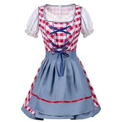 Dirndl Damen Midi - Trachtenkleid Kariert Dirndlkleid Trachten Kleid + Dirndlbluse Trachtenmode Dirndel Dirndelkleider Dirndl & Dirndl-Sets für Frauen Mädchen Oktoberfest Outfit von Generic