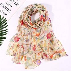 Dünner, leichter und weicher Damen Halstuch Seidentuch Seidenschal Damen-Schal, bedruckter Schal, leichter Schal Scarves Schal Damen Stola Lang Frühjahr Halstücher Damen Dreiecksschal elegant von Generic