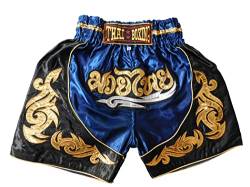 Dunkelblau Sportliche Junior Short für Muay Thai Boxen - Ideale Kickboxen Hose für Jungen und Mädchen (Kinder)- Perfekt für Gym, Sport und Fitness (as3, Age, 10_Years, 12_Years, Regular) von Generic