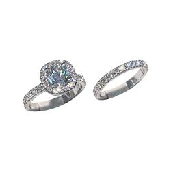 Ehering für Frauen Ring Runde Diamant Ehering Diamant Ring Paar Set Ringe für Teenager Mädchen Trendy, a, G von Generic