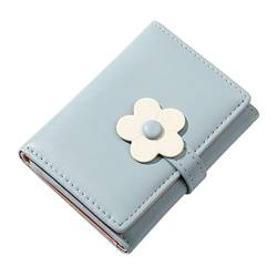 Einfache und niedliche Blumen-Studenten-Geldbörse für Damen, Kurze dreifache Damen-Geldbörse Note 9 Handyhülle Brieftasche (Blue, One Size) von Generic