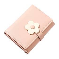 Einfache und niedliche Blumen-Studenten-Geldbörse für Damen, Kurze dreifache Damen-Geldbörse Note 9 Handyhülle Brieftasche (Pink, One Size) von Generic