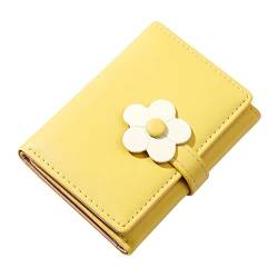 Einfache und niedliche Blumen-Studenten-Geldbörse für Damen, Kurze dreifache Damen-Geldbörse Note 9 Handyhülle Brieftasche (Yellow, One Size) von Generic
