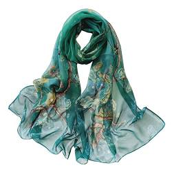 Elegantes Schals für Frauen Weicher Chiffon Hijab Kopftuch Frühling Sommer Stola Halstuch Damen Boho Bandana-Schal Stola für Abendkleid Hochwertiger Seiden-Tuch im Flower Muster Design von Generic