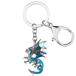 Emaille Legierung Drache Schlüsselanhänger Fantasy Dinosaurier Schmuck für Frauen Mädchen Tasche Brieftasche Charme Geschenk (Blau) von Generic