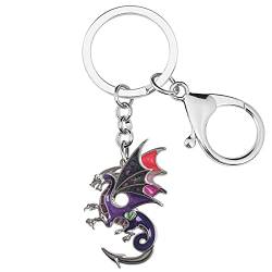 Emaille Legierung Drache Schlüsselanhänger Fantasy Dinosaurier Schmuck für Frauen Mädchen Tasche Brieftasche Charme Geschenk (Violett) von Generic