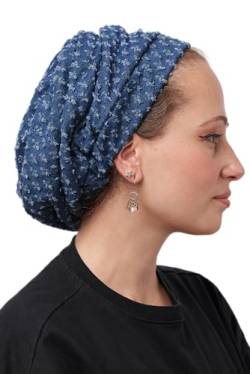Ermandina Denim Kopfbedeckung für Frauen Tichel Slouchy Beanie Barett Snood Headcovering, Blau, Einheitsgröße von Generic