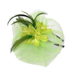 Fascinator Damen Hochzeit Kopfschmuck Hüte Hat Clips Schleier Stirnband Tea Party Mesh Kopfbedeckung Blumen Mesh Federn Clip Haarschmuck für Cocktail Halloween Oktoberfest Gothic Grün von Generic