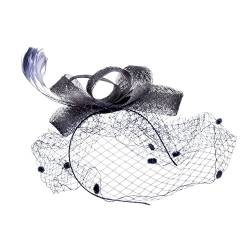 Fascinator Damen Hochzeit Kopfschmuck Hüte Hat Clips Schleier Stirnband Tea Party Mesh Kopfbedeckung Frauen Pillbox Hut Haarschmuck für Kirche Halloween Cocktail Club Silber von Generic