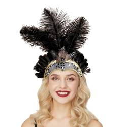 Feder Flapper Stirnband Fasching Kostüm Damen Stirnband Feather Crown Karneval Indian Stirnband Silvester Party Outfit für Damen und Kinder Clips Haarspangen Hüte Zubehör Accessoires von Generic