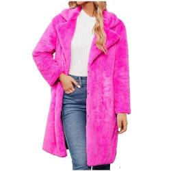 Festlich Pelzmantel Damen Winterjacke Langes Jacke Mantel Cardigan Kunstfell Plüschjacke Pelzjacke Kunstpelzmantel Abend Hochzeit Party Damenjacke Pelzkleidung Abendparty Übergangsjacke Pink XXL von Generic