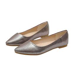 Flache Business-Schuhe Für Damen Ballerinas Mit Spitzer Zehenpartie Lache Bequeme Slip-On-Loafer rutschfeste Damen-Pumps (Grey, 43) von Generic