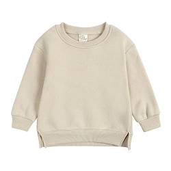 Fleece Solid Coat Sweatshirt Plus Pullover Top Babys Farbe Tops Herbst-Outfits für Kleinkinder für Jungen (Beige, 6-9 Months) von Generic