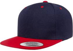 Flexfit Yupoong Classics 6-Panel Premium Snapback Mütze, Einheitsgröße, für Damen und Herren, Kappe für Erwachsene, marineblau / rot, Einheitsgröße von Generic