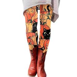 Frauen Halloween Print Leggings Elastische Leggings Lässige Hosen Stiefel Hosen Rucksack Mit Turnbeutel (Red, M) von Generic