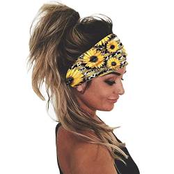 Frauen Print Stirnband Elastic Head Wrap Haarband Bandana Stirnband Flip Stirnbänder (b-gelb, Einheitsgröße) von Generic