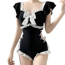 Frauen Sexy Short Sleeve Bowknot Ruffle Tie Korean Cute Hot Spring Badeanzug Bikini Damen Kurze Hose von Generic