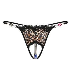 Frauen Sexy Strings Micro Slip Erotik Dessous Schlüpfer sexy ouvert Höschen Sexy Spitze Panty Perspektive Höschen mit Perlen Blumen Bögen Mini Strings Riemchen Ouvert Slip G-String Reiz von Generic