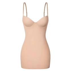 Frauen Slips Basic Unter Verstellbare Träger Cami Glatte Bauchkontrolle Body Shaper Built Bra Bodycon, nude, 38 von Generic