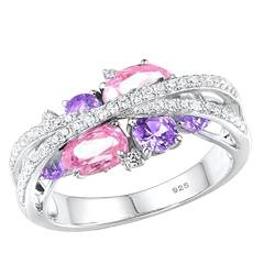 Frauen rosa Ring Retro Kreative Neue X Geformt Hohl Meer Blau Zirkon Ring für Geschenk Ring Variety Pack, rose, 11 von Generic