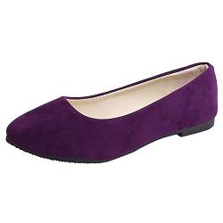Frauen solide große Größe rutscht auf flachen flachen Komfort beiläufige einzelne Schuhe Schuhe Blockabsatz Damen Pumps (Purple, 38) von Generic